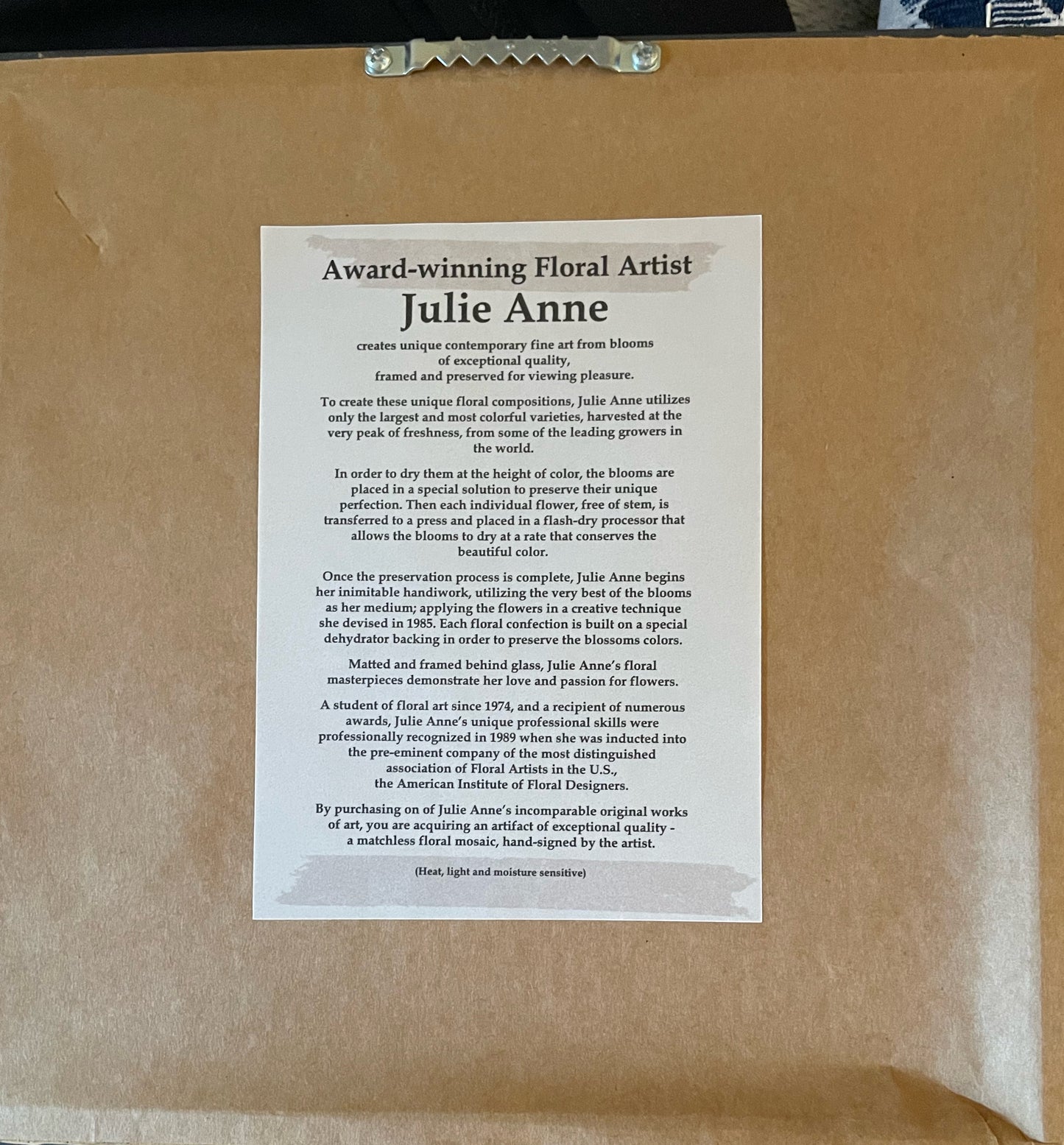 Julie Anne Dried Florals in Yellows Gold Artwork