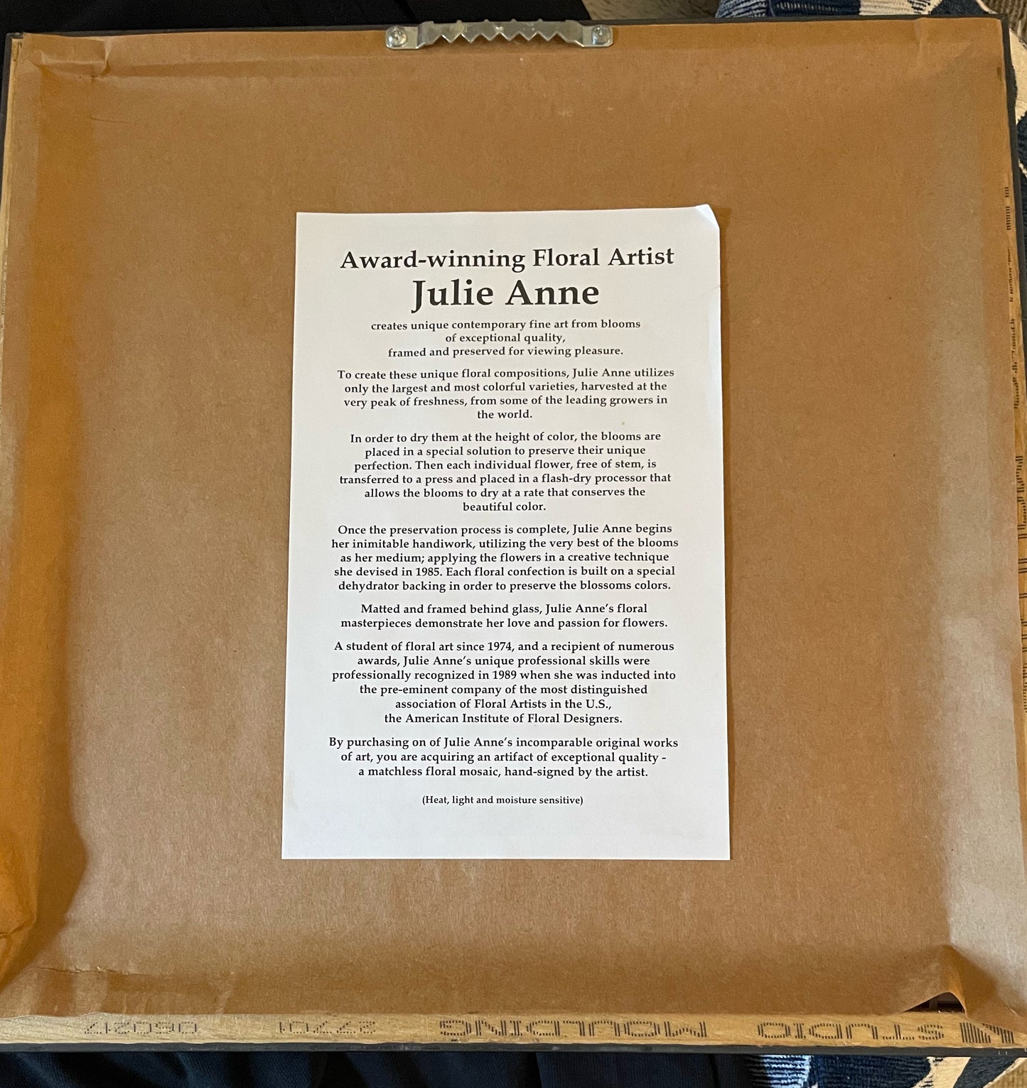 Julie Anne Golden Yellows Dried Floral Artwork