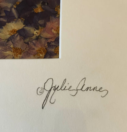 Julie Anne Dried Floral Artwork Violet Purple Yellow