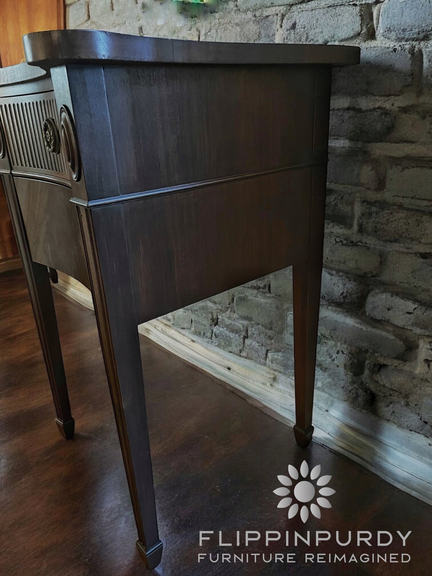 John Widdicomb Georgian Banded Serpentine Mahogany Buffet Sideboard