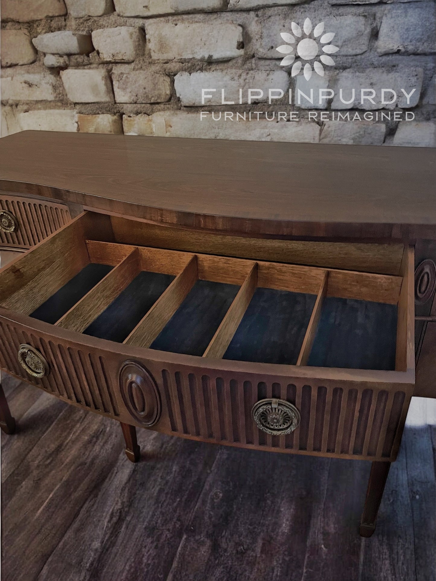 John Widdicomb Georgian Banded Serpentine Mahogany Buffet Sideboard