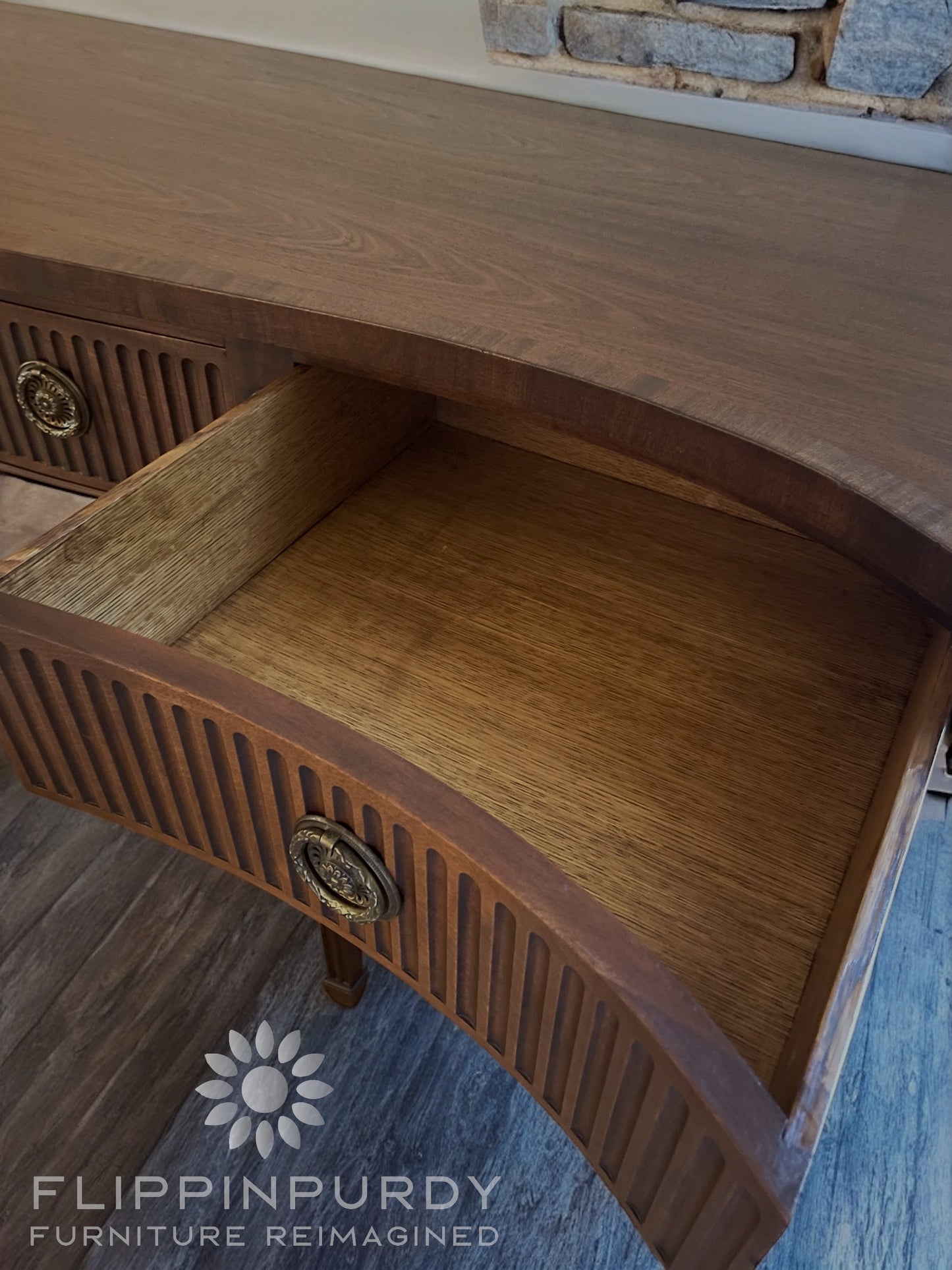 John Widdicomb Georgian Banded Serpentine Mahogany Buffet Sideboard
