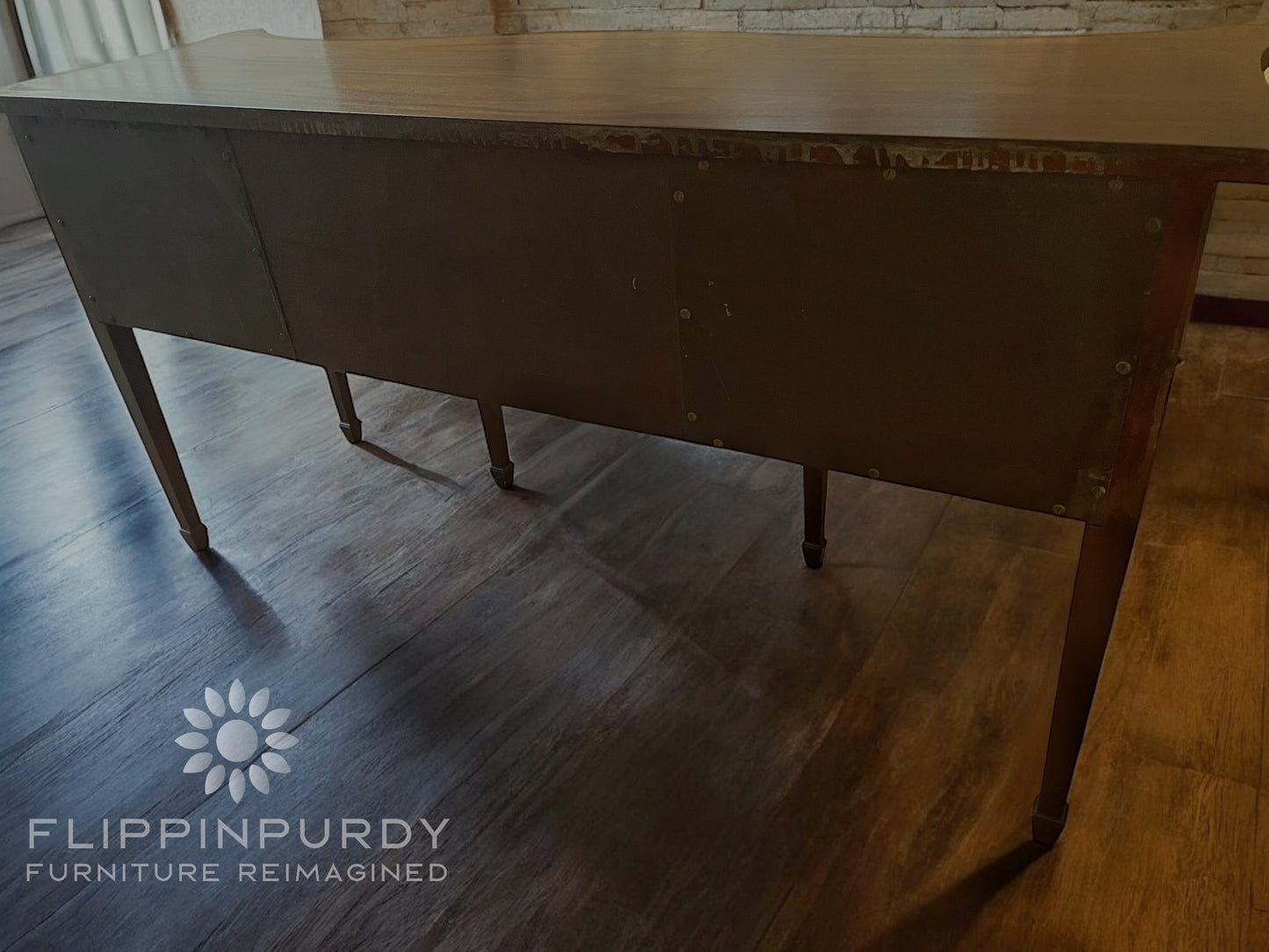 John Widdicomb Georgian Banded Serpentine Mahogany Buffet Sideboard