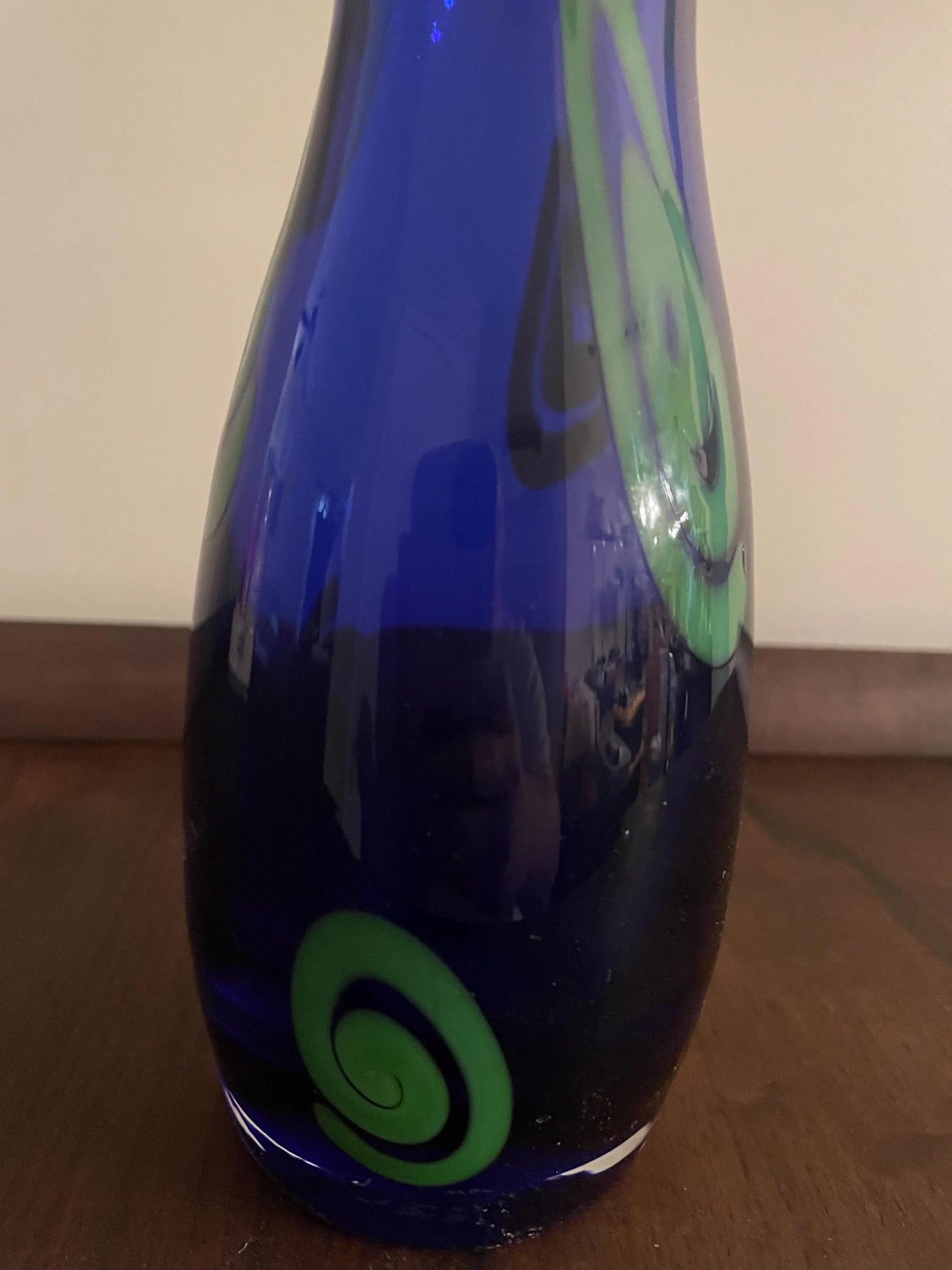 11.5” Czech Colbalt Hourglass Vase Signed S Malik by Barovier